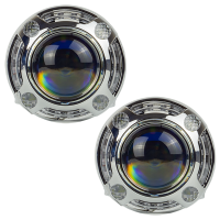 Маска декоративна для автомобільних фар DriveX MS A-106 3.0" Silver White+Yellow з вбудованою підсвіткою