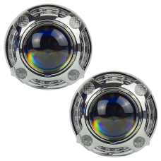 Маска декоративная для автомобильных фар DriveX MS A-106 3.0" Silver White+Yellow со встроенной подсветкой