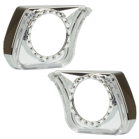 Маска декоративна для автомобільних фар DriveX MS A-102 3.0" Silver White+Yellow з вбудованою підсвіткою