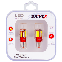 Светодиоды в габары, подсветку номера, салон DriveX T10-211 12-24V 2.7W CAN W5W 430Lm base-10mm к-т.