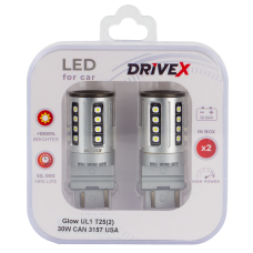 Светодиоды в габары, подсветку номера, салон DriveX Glow UL1 T25(2) 9-48V 30W CAN 2600Lm 3157/P27/7W base-16mm USA кол-т.