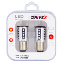 Светодиоды в габары, подсветку номера, салон DriveX Glow UL1 S25(2) 9-48V 30W CAN 2600Lm 1157/P21/5W BAY15D d-15mm к-т.