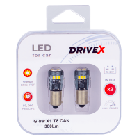 Світлодіоди в габаритні вогні. Підсвітку номера та салона DriveX Glow X1 T8 12-24V CAN 300Lm BA9S/T4W d-9mm к-т.