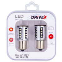 Світлодіоди в габаритні вогні. Підсвітку номера та салона DriveX Glow UL1 S25(1) 9-48V 30W CAN 2600Lm 1156/P21W BA15S d-15mm к-т.
