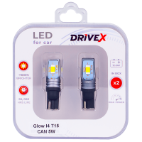 Світлодіоди в габаритні вогні. Підсвітку номера та салона DriveX Glow I4 T15 12-24V CAN 5W 1000Lm W16W base-10mm к-т.