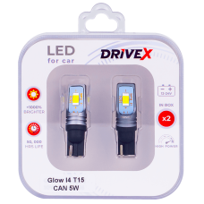 Светодиоды в габары, подсветку номера, салон DriveX Glow I4 T15 12-24V CAN 5W 1000Lm W16W base-10mm к-т.