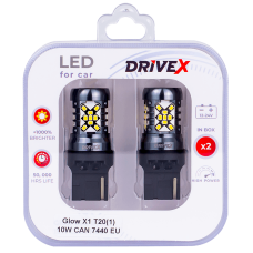 Світлодіоди в габаритні вогні. Підсвітку номера та салона DriveX Glow X1 T20(1) 12-24V 10W CAN 1200Lm 7440/W21W base-16mm EU к-т.