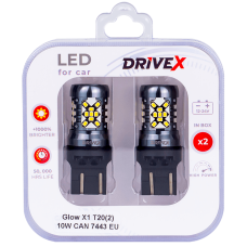 Світлодіоди в габаритні вогні. Підсвітку номера та салона DriveX Glow X1 T20(2) 12-24V 10W CAN 1200Lm 7443/W21/5W base-16mm EU к-т.