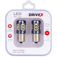 Светодиоды в габары, подсветку номера, салон DriveX Glow X1 S25(1) 12-24V 10W CAN 1200Lm 1156/P21W BA15S d-15mm к-т.