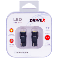 Светодиоды в габары, подсветку номера, салон DriveX T10-203 3020-6 9-48V W5W base-10mm к-т.