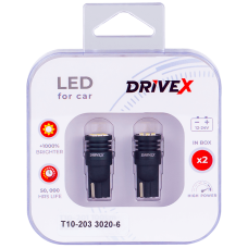 Светодиоды в габары, подсветку номера, салон DriveX T10-203 3020-6 9-48V W5W base-10mm к-т.