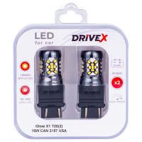 Светодиоды в габары, подсветку номера, салон DriveX Glow X1 T25(2) 12-24V 10W CAN 1200Lm 3157/P27/7W base-16mm USA кол-т.