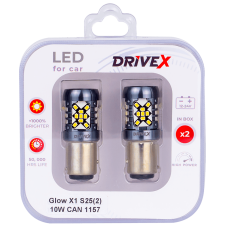 Світлодіоди в габаритні вогні. Підсвітку номера та салона DriveX Glow X1 S25(2) 12-24V 10W CAN 1200Lm 1157/P21/5W BAY15D d-15mm к-т.