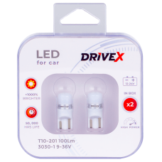 Светодиоды в габары, подсветку номера, салон DriveX T10-201 100Lm 3030-1 9-36V W5W base-10mm к-т.