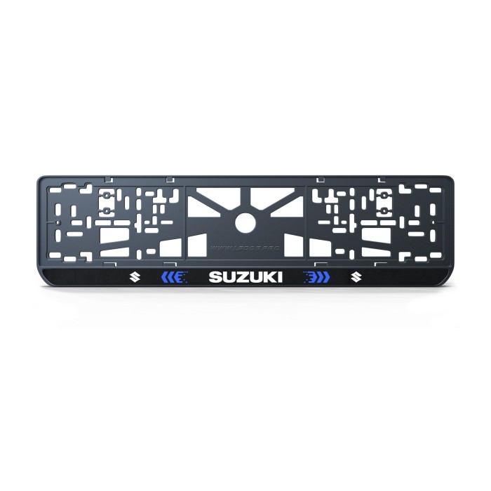 Номерна рамка Suzuki стиль #3 із високоякісного ABS пластику Ledos виглядає як LCD дисплей.