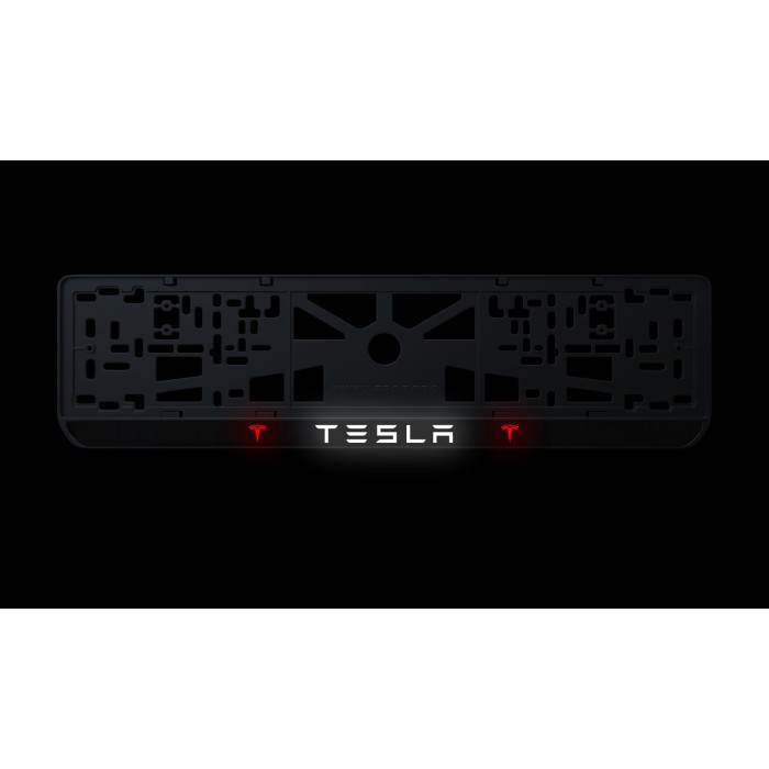 Номерна рамка Tesla стиль #1 із високоякісного ABS пластику Ledos виглядає як LCD дисплей.