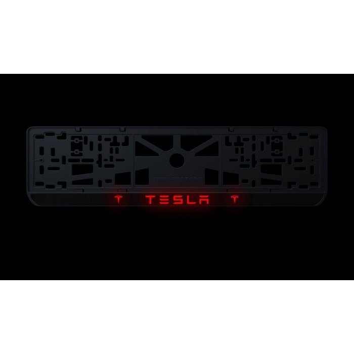 Номерна рамка Tesla стиль #2 із високоякісного ABS пластику Ledos виглядає як LCD дисплей.