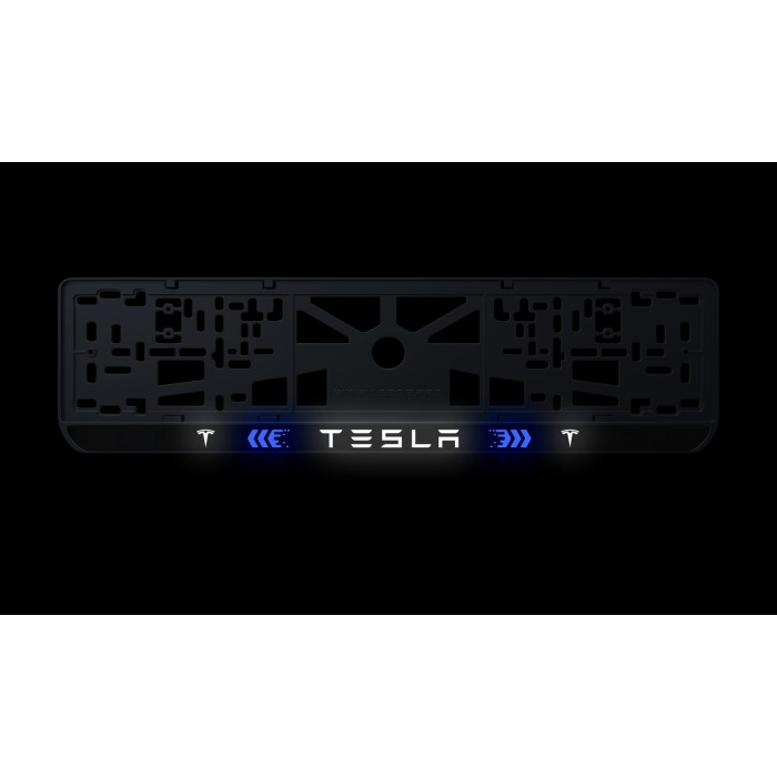 Номерна рамка Tesla стиль #3 із високоякісного ABS пластику Ledos виглядає як LCD дисплей.