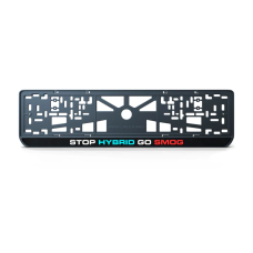 Номерна рамка STOP HYBRID GO SMOG із високоякісного ABS пластику Ledos виглядає як LCD дисплей.