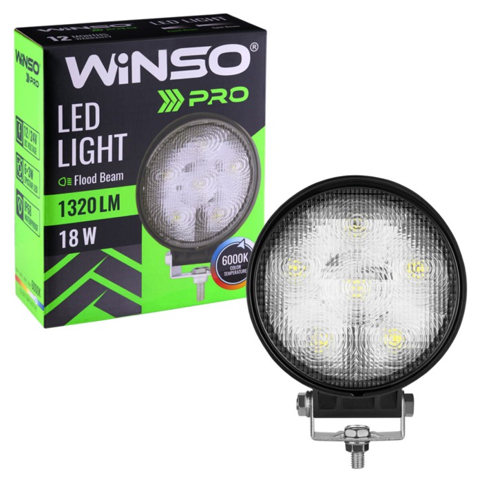Фара світлодіодна Winso Pro Epistar розсіяний 10-30V, 18W (6x3W), 1шт