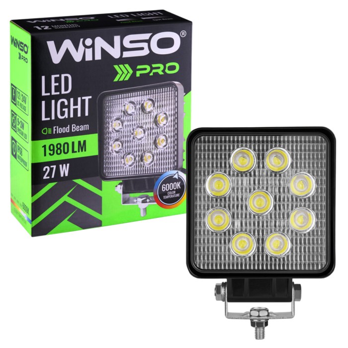 Фара светодиодная Winso Pro Epistar рассеянный 10-30V, 27W (9x3W), 1шт.