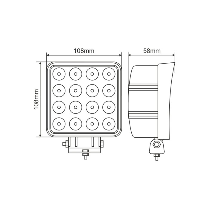 Фара светодиодная Brevia Epistar white Flood 10-30V, 48W (16x3W), 3520Lm, 1шт