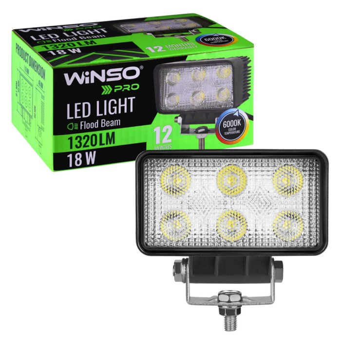 Фара светодиодная Winso Pro Epistar white рассеянный 10-30V, 18W (6x3W), 1шт
