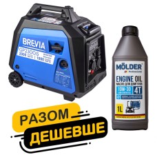 Комплект генератора Brevia инверторный бензиновый 2,0кВт GP2300iS + масло Molder Engine Oil 4T 10W-30 1л