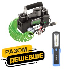 Набір автомобіліста з двоциліндровим компресором Uragan та ліхтарем Brevia LED