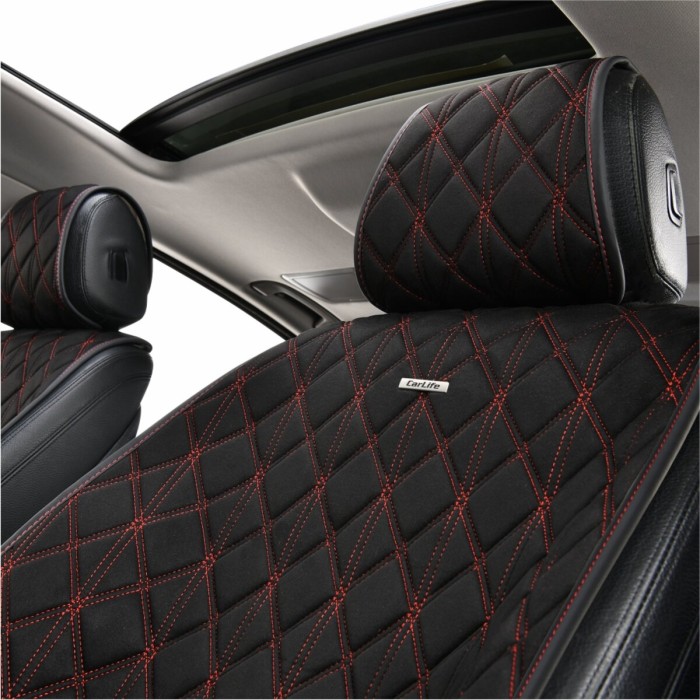 Комплект преміум накидок для сидінь CarLife Nitro, black-red