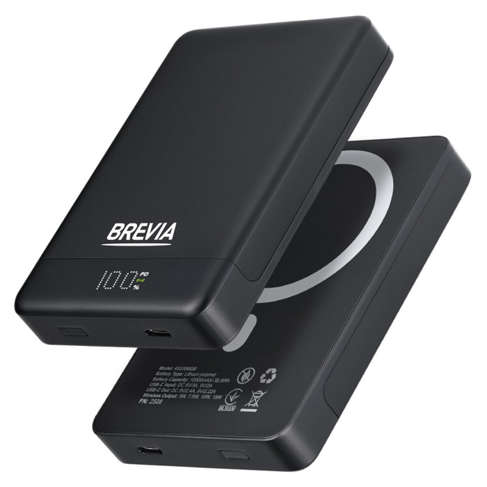 Повербанк (Power Bank) Brevia ePower 10000mAh MagSafe SuperSlim PD20W, Q15W LCD черный