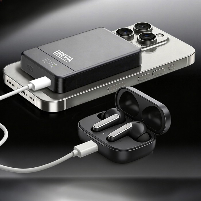 Повербанк (Power Bank) Brevia ePower 10000mAh MagSafe SuperSlim PD20W, Q15W LCD черный