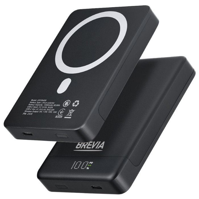 Повербанк (Power Bank) Brevia ePower 10000mAh MagSafe SuperSlim PD20W, Q15W LCD черный